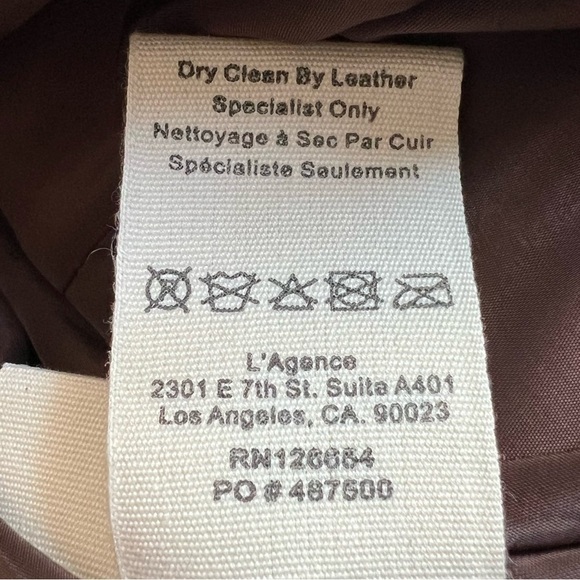 L'AGENCE Kenzie Double Breasted Lambskin Leather Snake Print Blazer Brown Size 2 - Picture 13 of 16